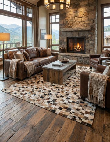 5' x 7' 10 Cowhide Leather Rug