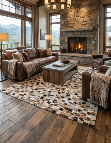 5' x 7' 10 Cowhide Leather Rug