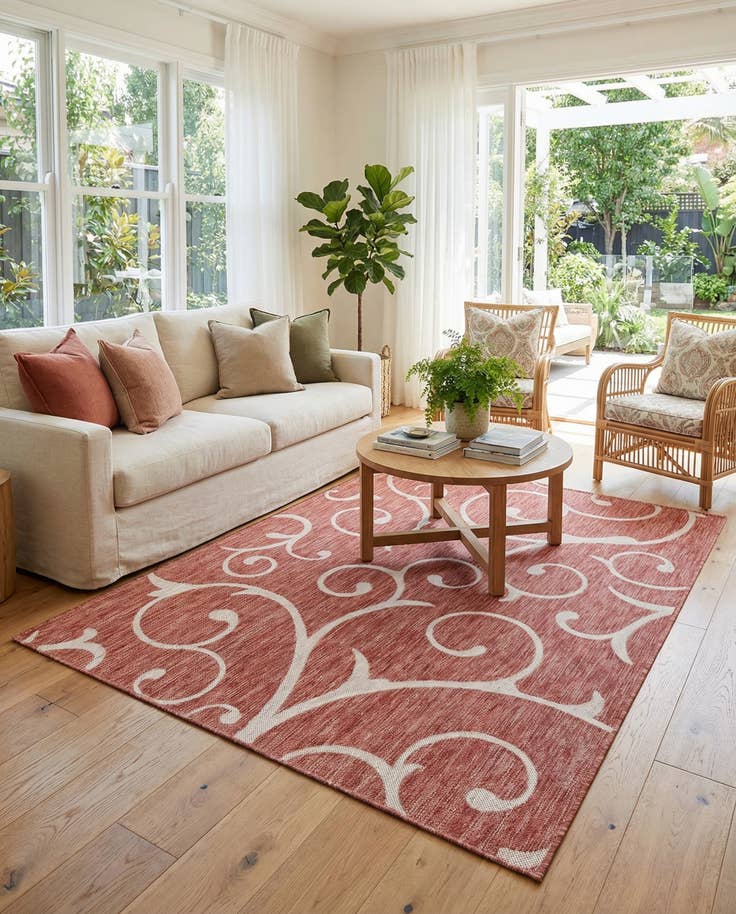Detail image of 6' x 9' Easy-Clean Botanical Indoor / Outdoor Rug