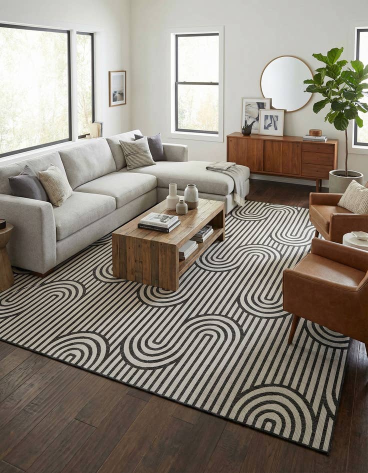 Detail image of  13' x 13'  Washable Modern Indoor / Outdoor Square Rug