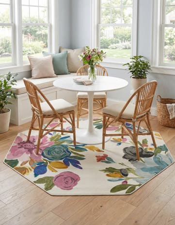 Ivory Blossom Octagon Rug