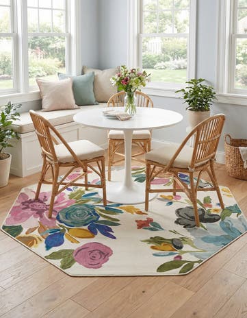 Ivory Blossom Octagon Rug