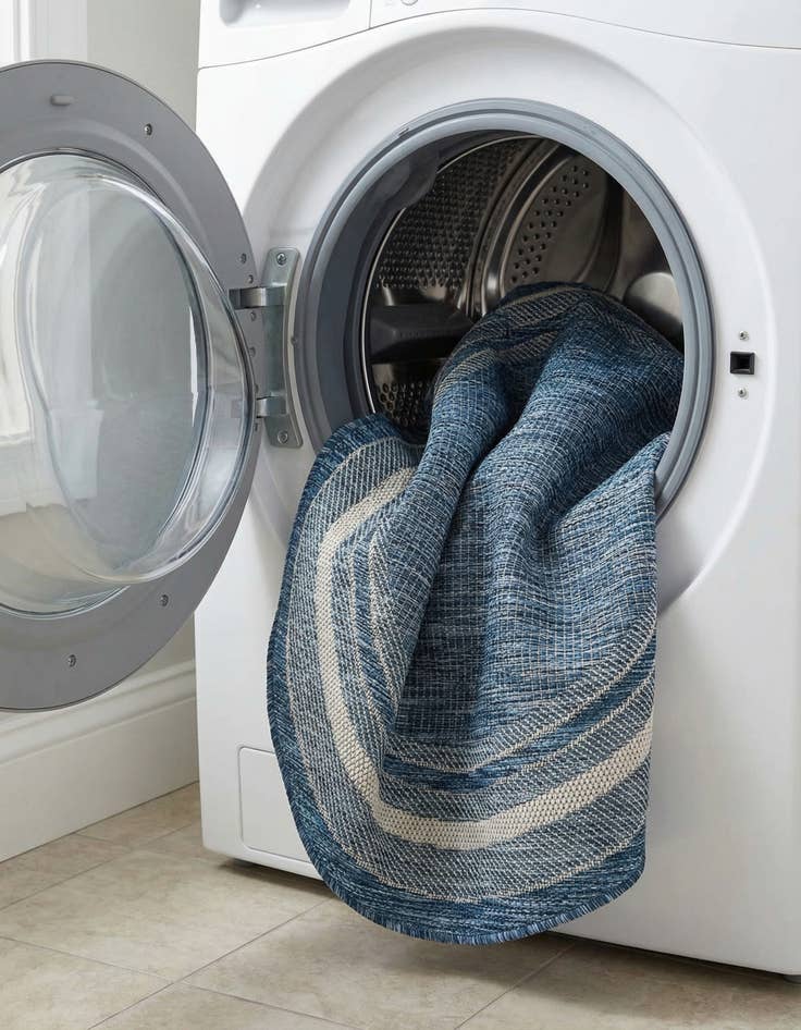 Detail image of 4' x 4'  Washable Border Indoor / Outdoor Round Rug