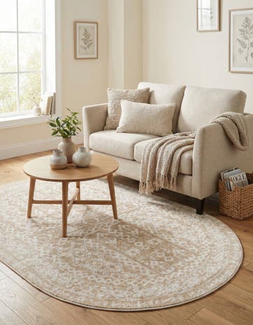 Beige Oxford Oval Rug