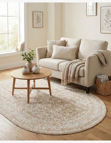 Beige Oxford Oval Rug