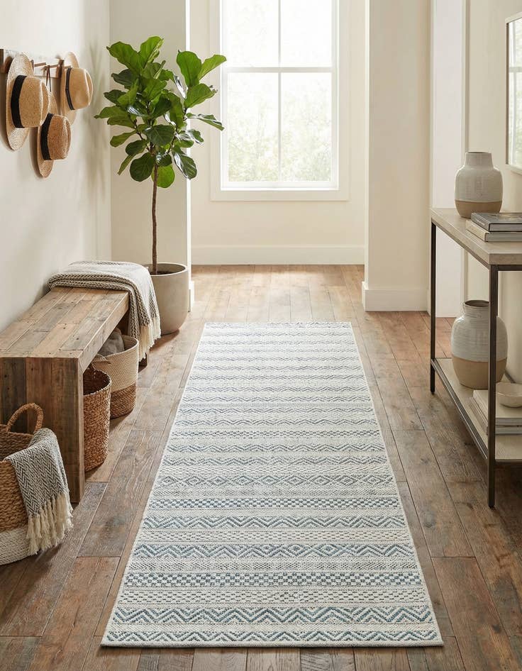 Detail image of 2' x 6'  Washable Striped Indoor / Outdoor Runner Rug