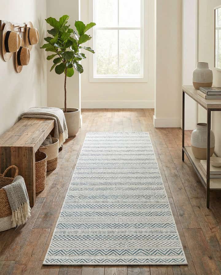 2' x 6' Easy-Clean Striped Indoor / Outdoor Runner Rug