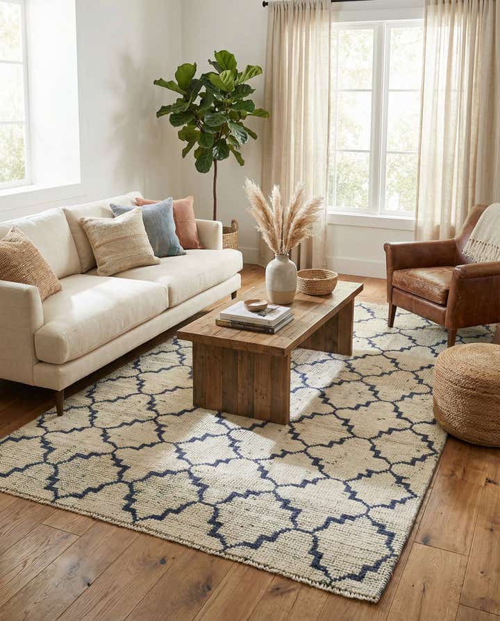 4' 7 x 8' 3 Hand Knotted Moroccan Wool Rug