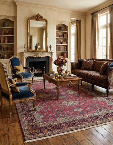 7' 7 x 11' 6 Hand Knotted Mashad Persian Wool Rug