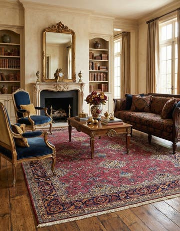 7' 7 x 11' 6 Hand Knotted Mashad Persian Wool Rug