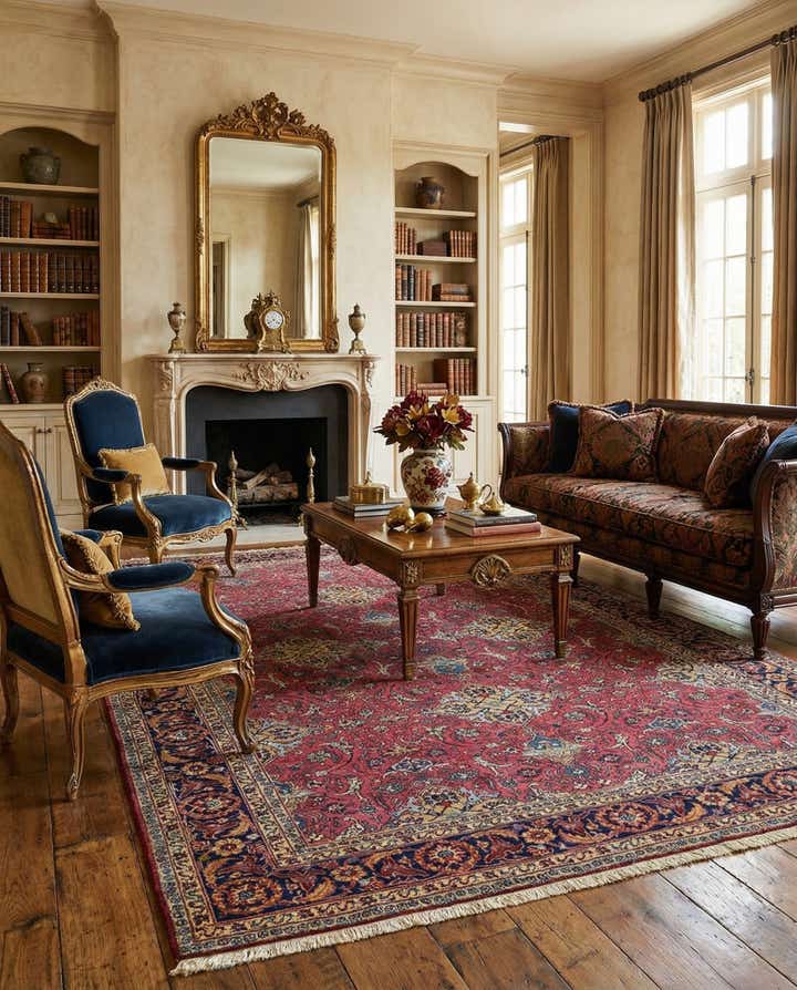 7' 7 x 11' 6 Hand Knotted Mashad Persian Wool Rug