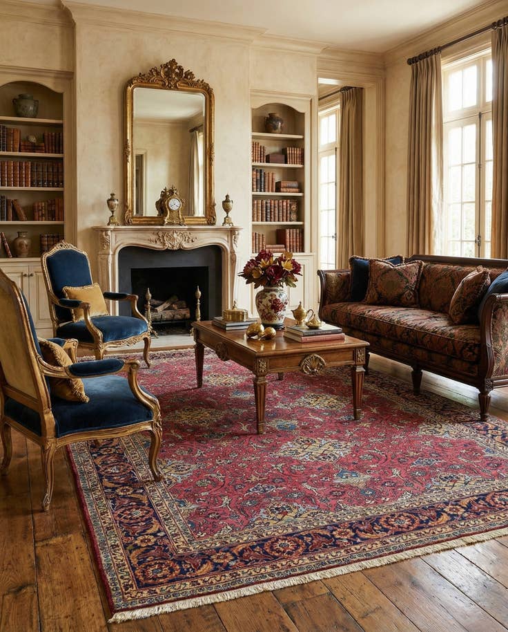 Detail image of 7' 7 x 11' 6 Hand Knotted Mashad Persian Wool Rug