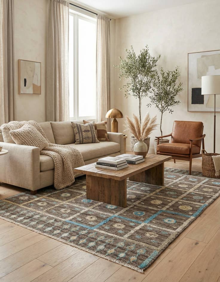 Detail image of 4' 1 x 6' 1  Hand Knotted Modern Ziegler Wool Rug