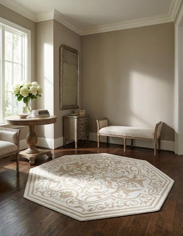 Snow White Hermitage Octagon Rug
