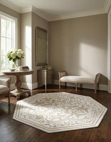 Snow White Hermitage Octagon Rug