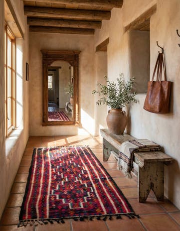 4' x 7' 9 Hand Woven Kilim Fars Wool Runner Rug