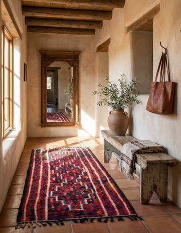 4' x 7' 9 Hand Woven Kilim Fars Wool Runner Rug