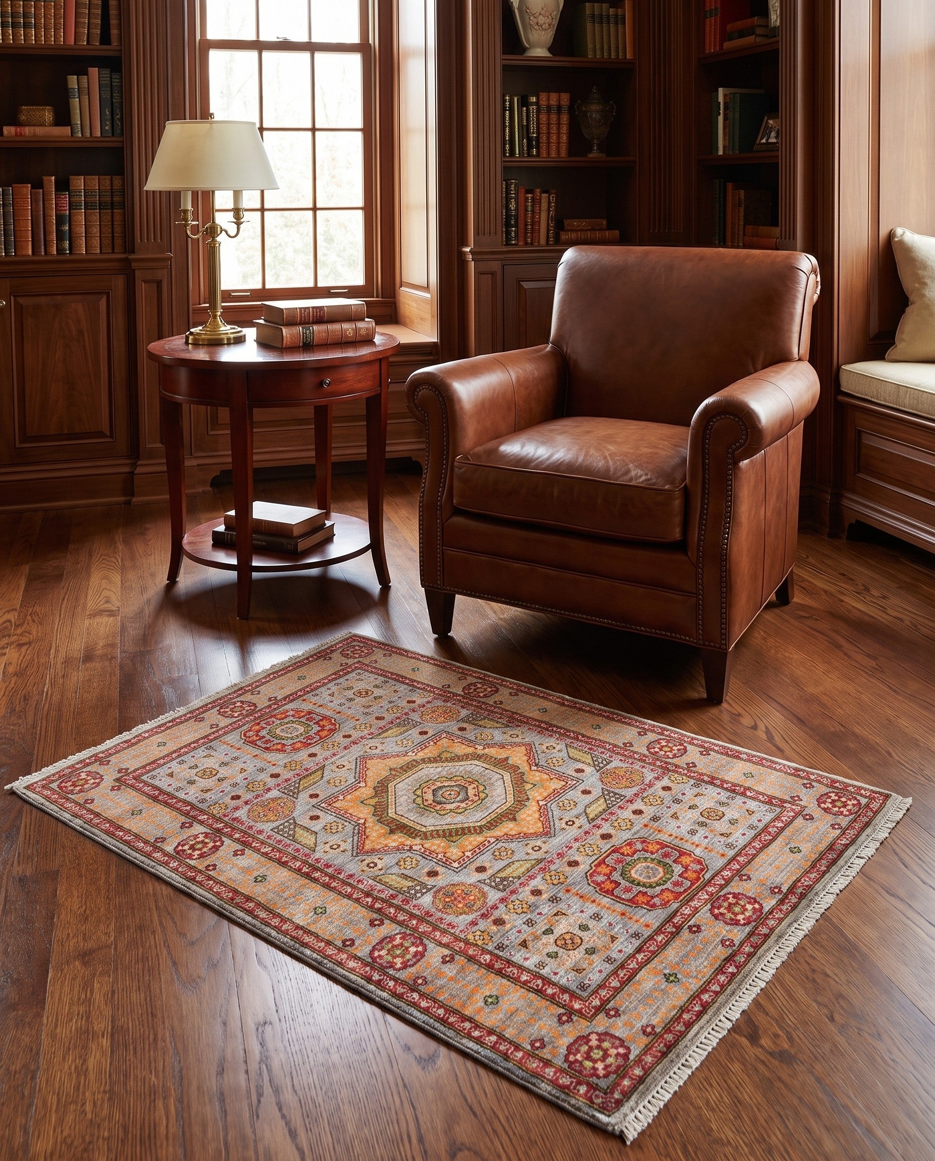 3' 4 x 4' 10 Hand Knotted Mamluk Ziegler Rug