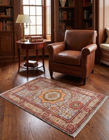 3' 4 x 4' 10 Hand Knotted Mamluk Ziegler Rug