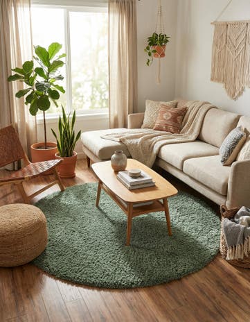 Sage Zermatt Shag Round Rug