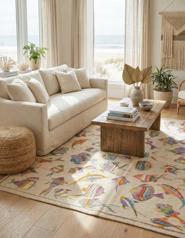 4' 5 x 5' 9 Hand Woven Kilim Suzani Wool Rug