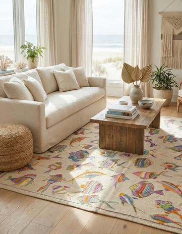 4' 5 x 5' 9 Hand Woven Kilim Suzani Wool Rug