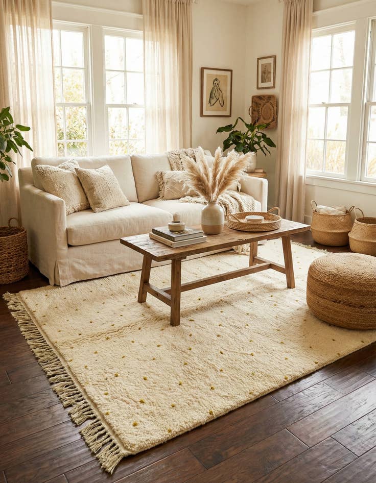 Detail image of 5' 2 x 8'  Hand Knotted Moroccan Wool Rug