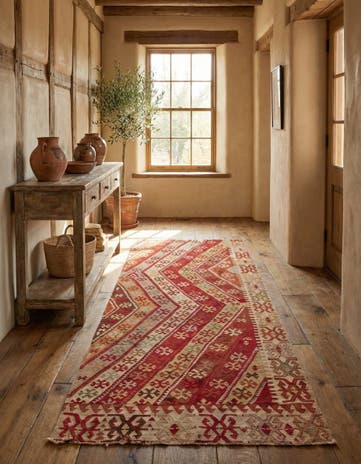 3' 2 x 7' 2 Hand Woven Kilim Fars Wool Runner Rug