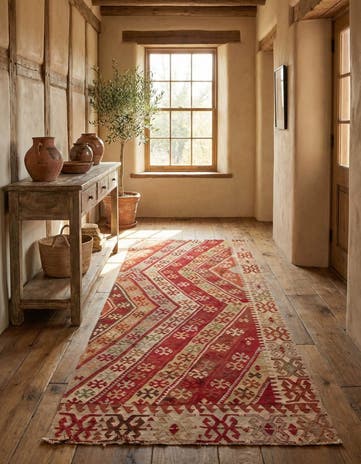 3' 2 x 7' 2 Hand Woven Kilim Fars Wool Runner Rug