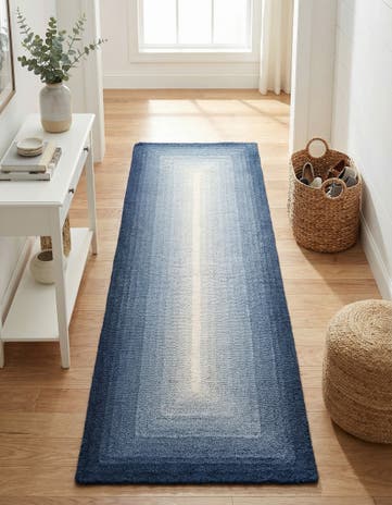 Blue Ombre Wool Runner Rug