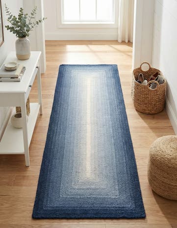 Blue Ombre Wool Runner Rug