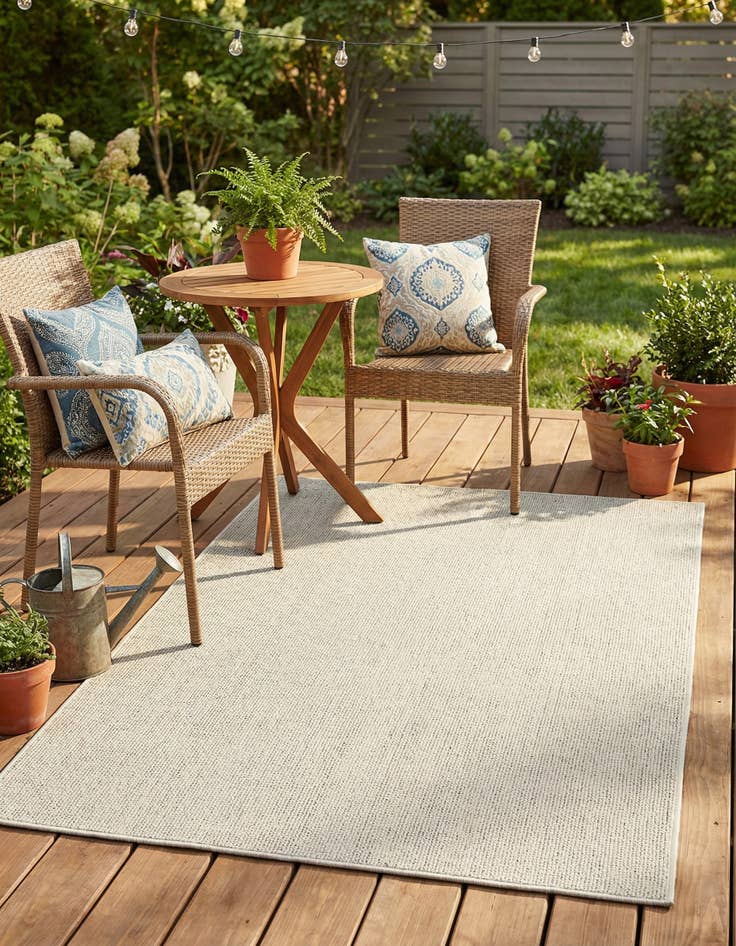 Detail image of  4' 1 x 6' 1  Washable Solid Indoor / Outdoor Rug