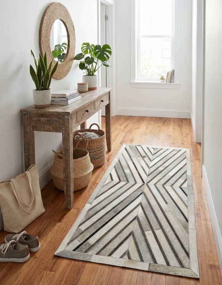 Detail image of 2' 2 x 4' 1 Cowhide Leather Runner Rug