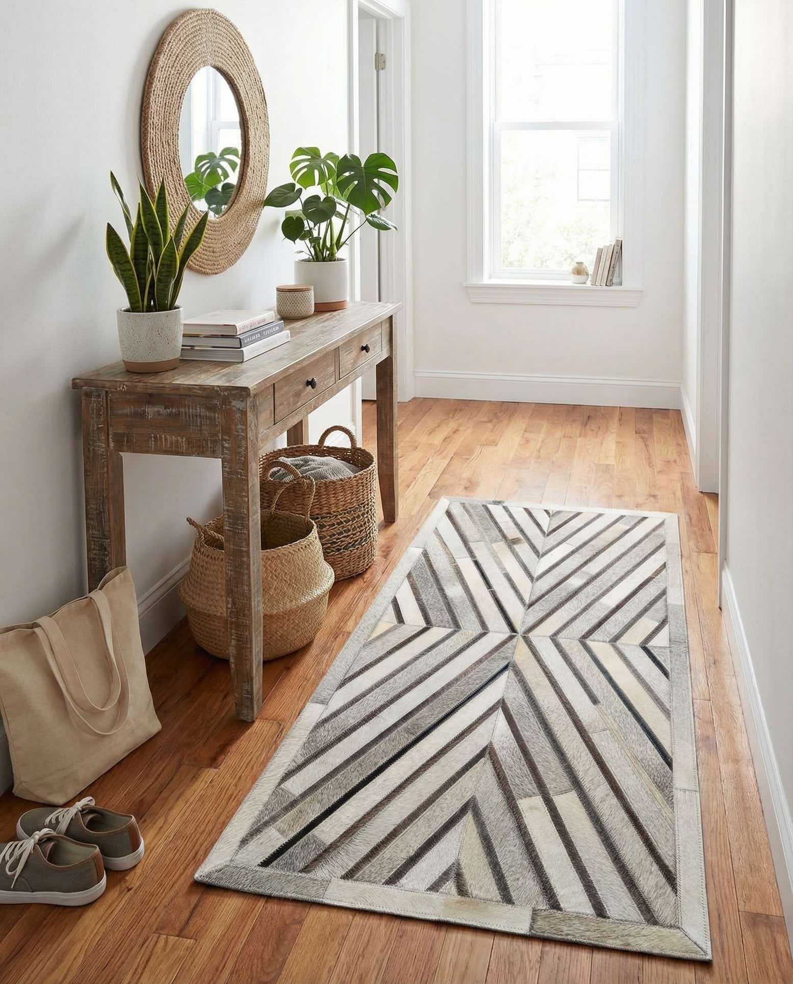 2' 2 x 4' 1 Cowhide Leather Runner Rug