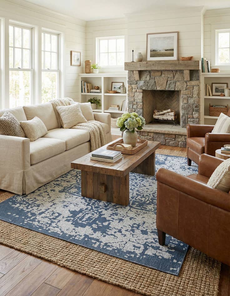 Detail image of  9' x 12'  Washable Traditional Indoor / Outdoor Rug