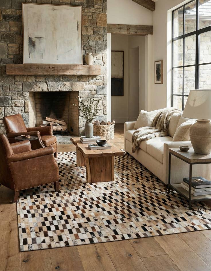 Detail image of 5' x 7' 9 Cowhide Stocks Rug