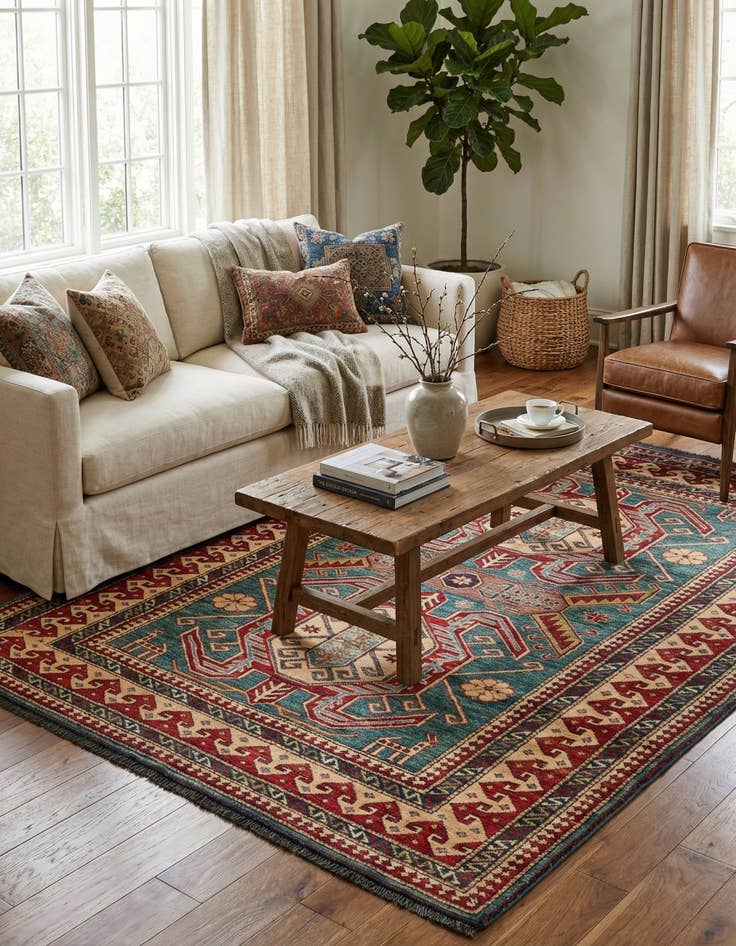 Detail image of 5' 2 x 6' 4  Hand Knotted Kazak Wool Rug