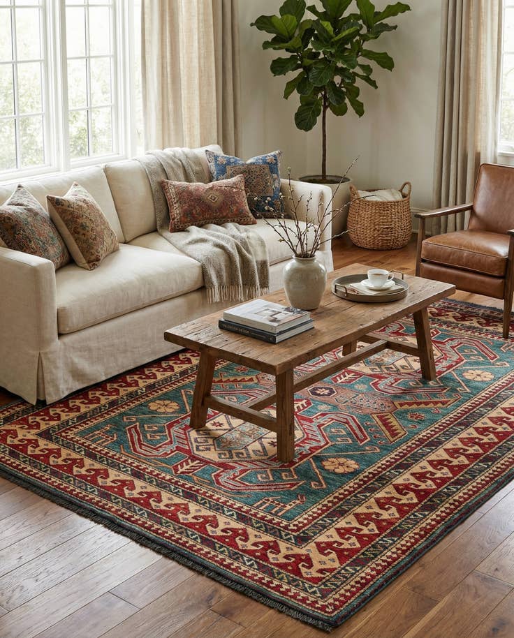 Detail image of 5' 2 x 6' 4 Hand Knotted Kazak Wool Rug