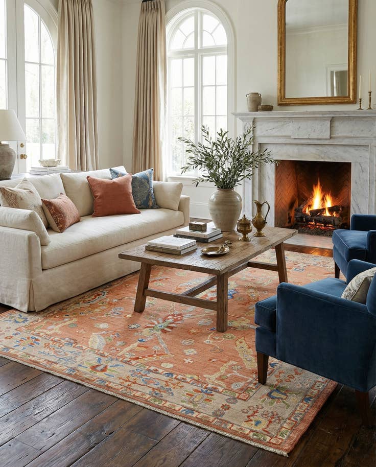Detail image of 9' 9 x 11' 8 Hand Knotted Oushak Rug