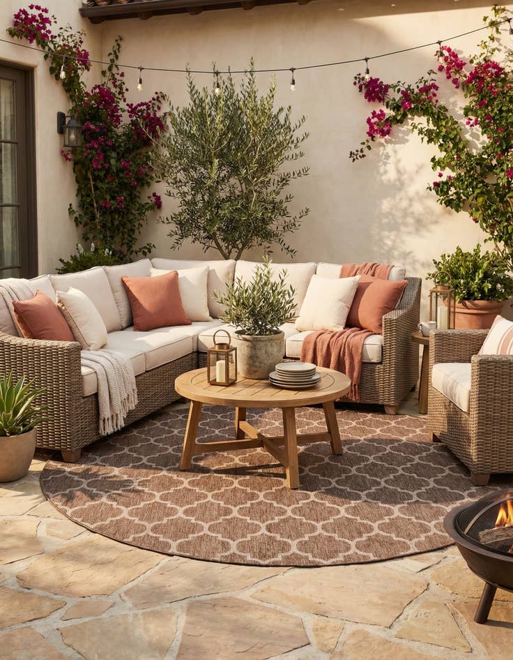 Detail image of 13' x 13'  Washable Trellis Indoor / Outdoor Round Rug