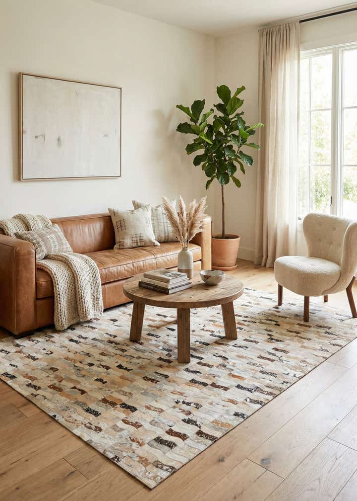 5' x 8' Cowhide Leather Rug