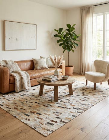 5' x 8' Cowhide Leather Rug
