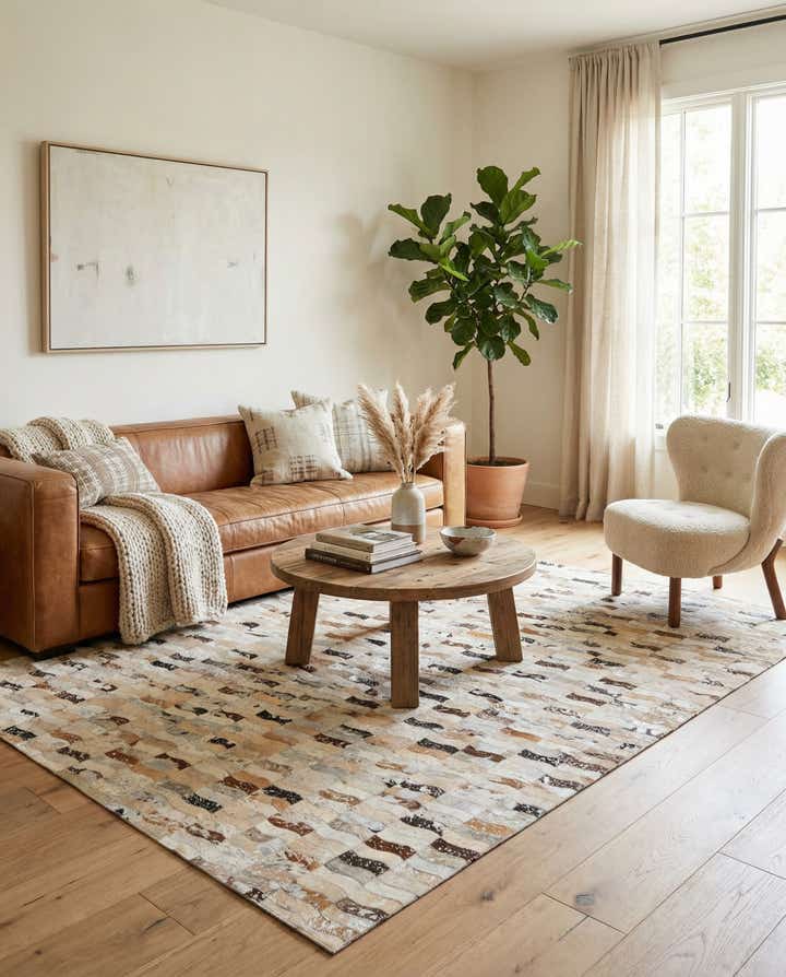 5' x 8' Cowhide Leather Rug