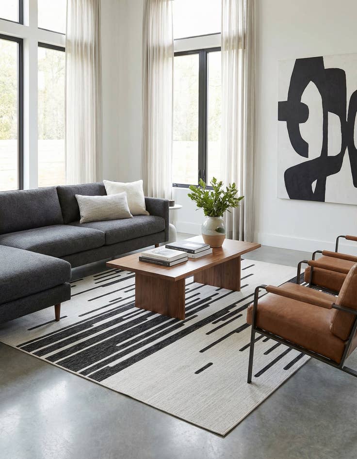 Detail image of 7' 10 x 10' Easy-Clean Modern Indoor / Outdoor Rug