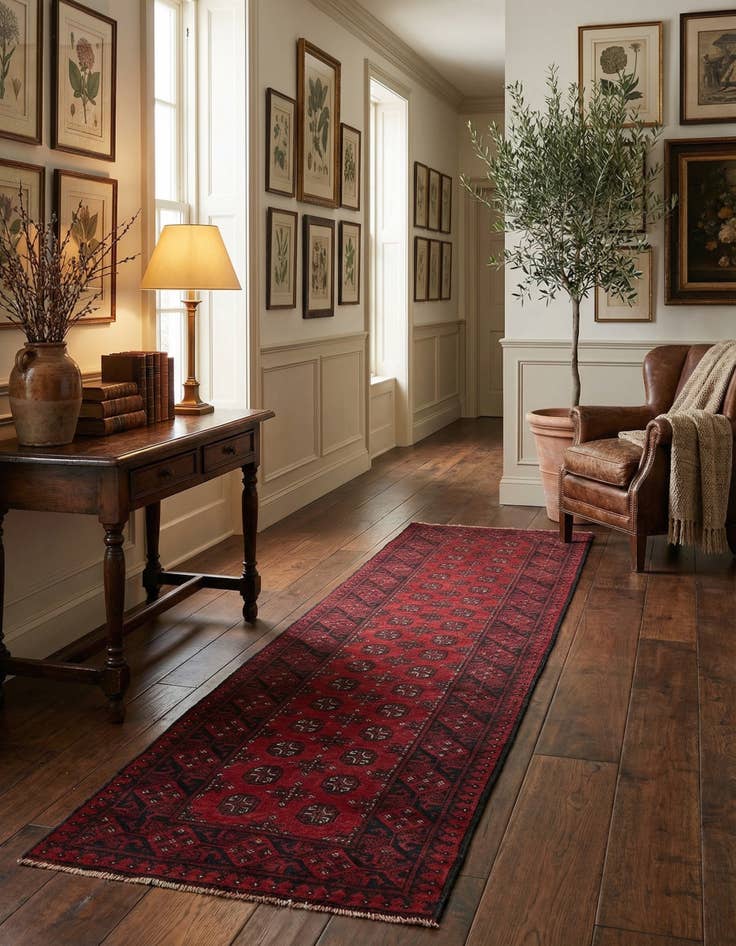 Detail image of  2' 9 x 15' 9  Hand Knotted Afghan Akhche Wool Runner Rug