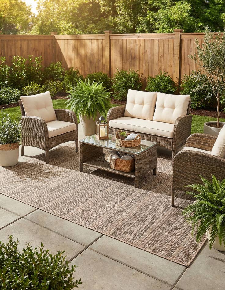Detail image of 6' x 9' Easy-Clean Striped Indoor / Outdoor Rug