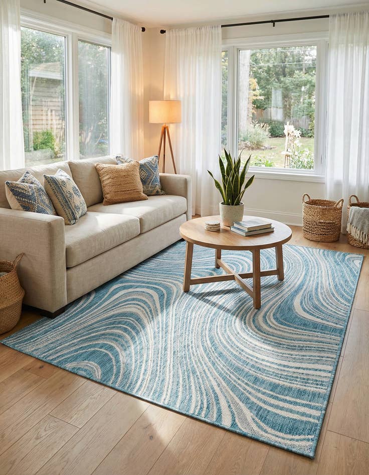Detail image of 4' x 6' Easy-Clean Modern Indoor / Outdoor Rug