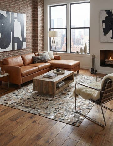 5' 1 x 8' Cowhide - Patchwork Rug