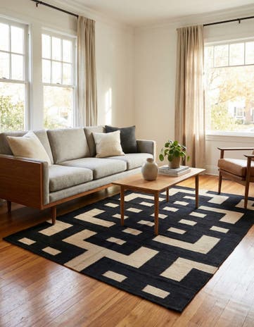 4' 4 x 6' Hand Woven Kilim Modern Wool Rug