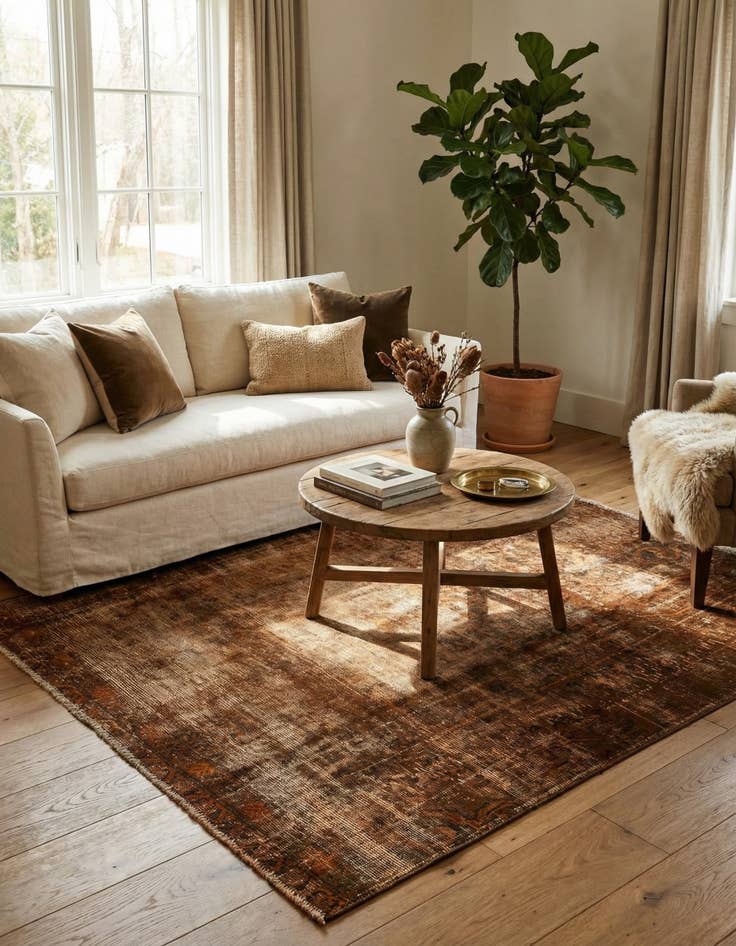 Detail image of 5' 1 x 5' 2  Hand Knotted Ultra Vintage Persian Wool Square Rug